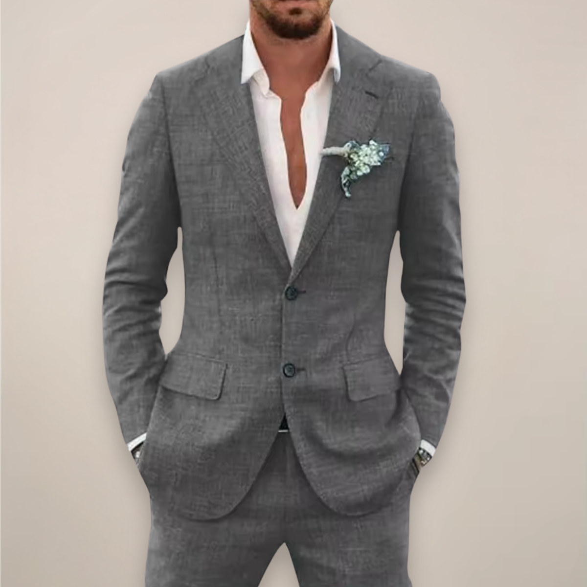 Tailored men's two-piece suit in Grey