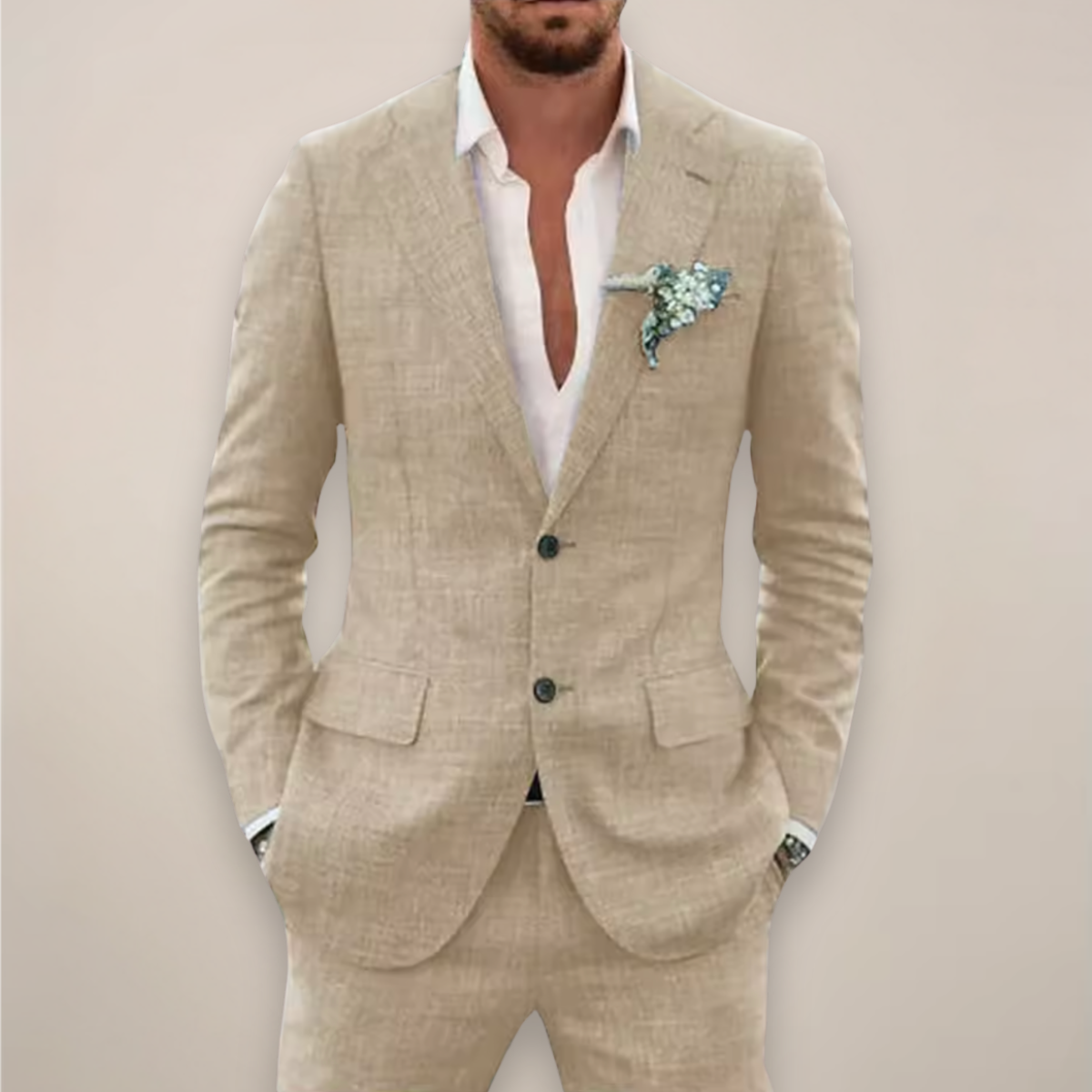 Tailored men's two-piece suit in Beige