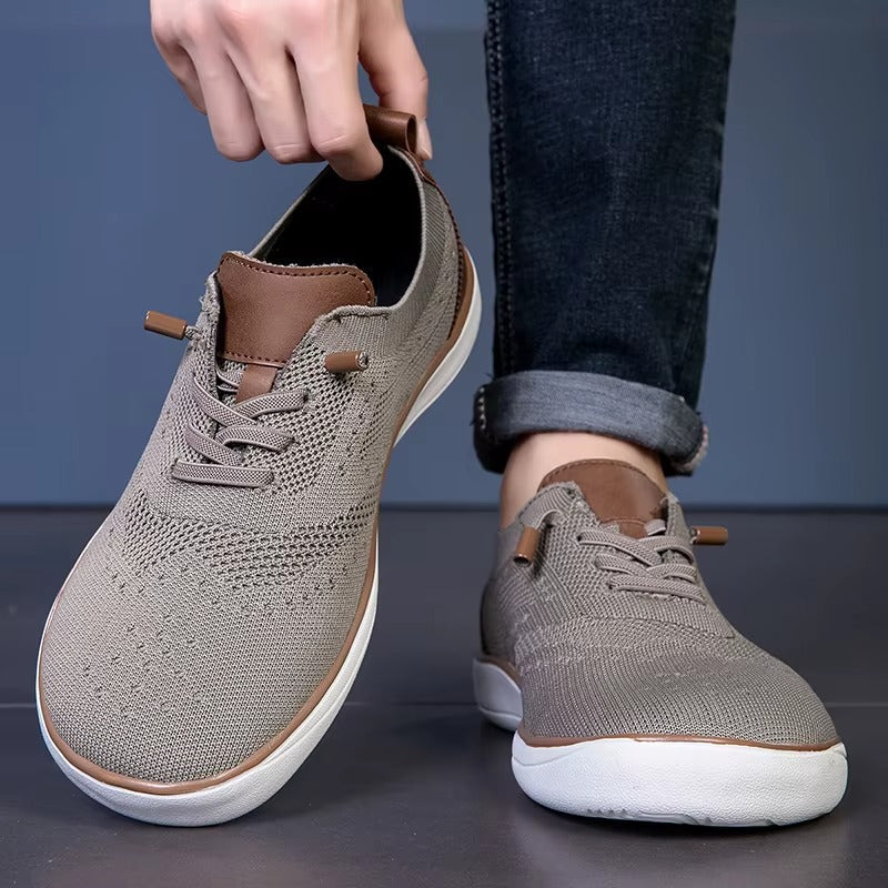 Men's Wide Fit Walking Shoes Knitted Slip On Cushioned Trainers