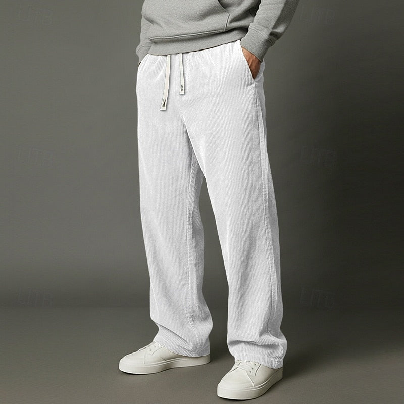Men’s Relaxed Fit Trousers with Drawstring Elastic Waist