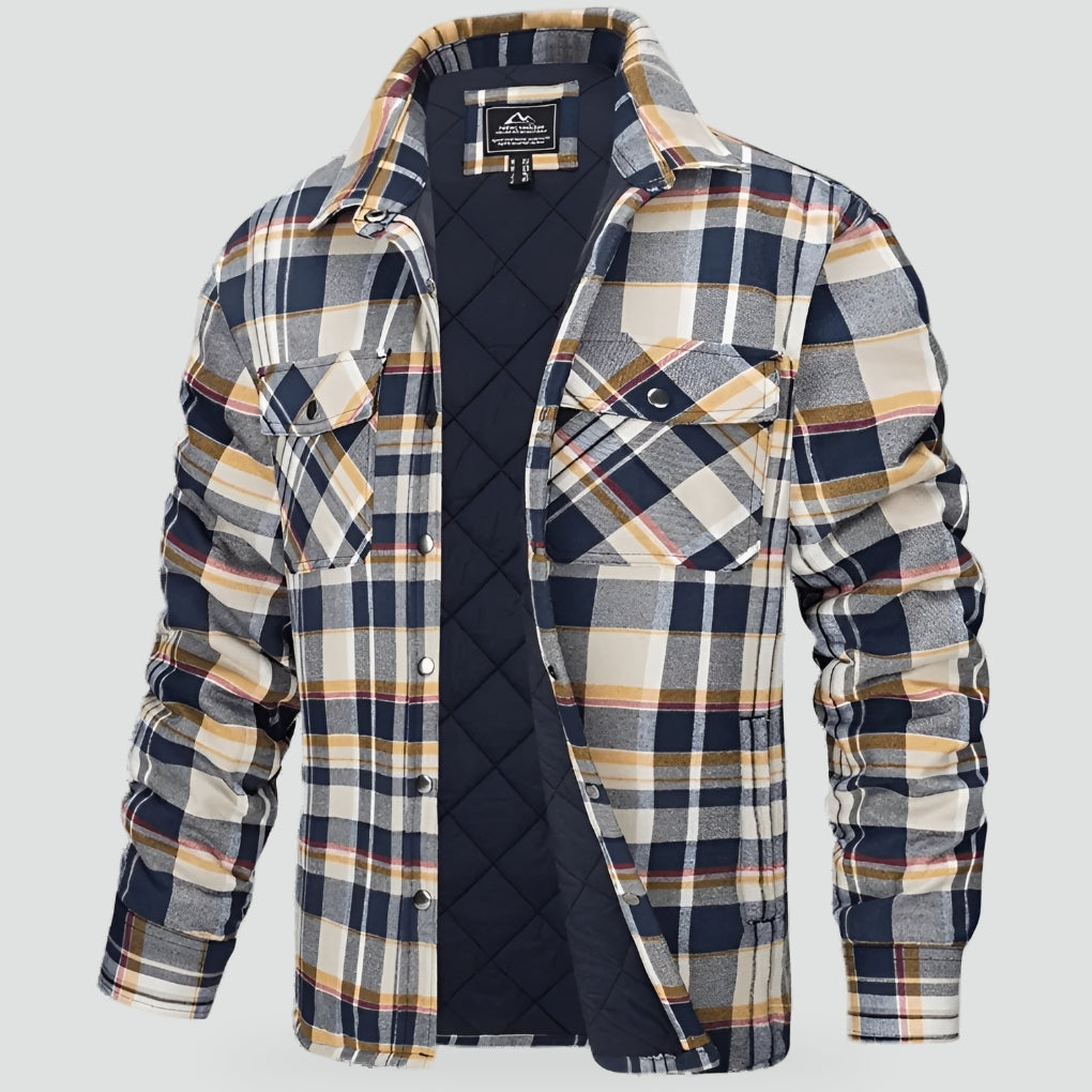 Men's Flannel-Style Lumberjack Shirt Jacket Checked Quilted Lined