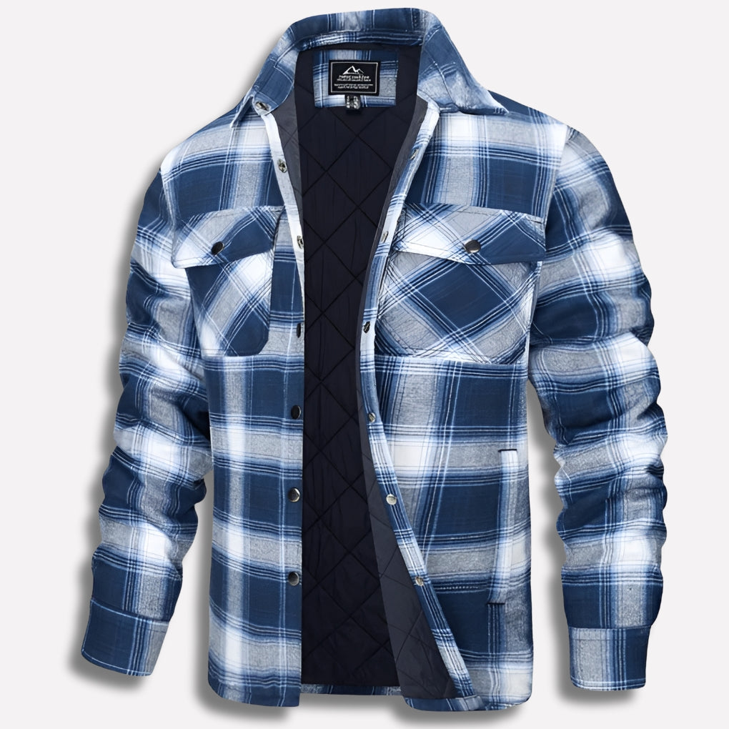Men's Flannel-Style Lumberjack Shirt Jacket Checked Quilted Lined
