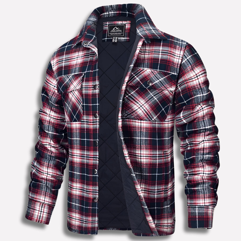 Men's Flannel-Style Lumberjack Shirt Jacket Checked Quilted Lined