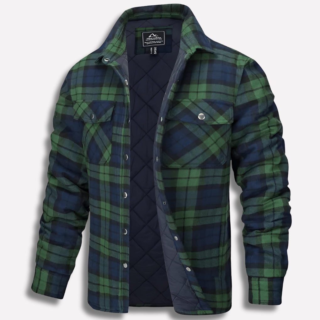 Men's Flannel-Style Lumberjack Shirt Jacket Checked Quilted Lined