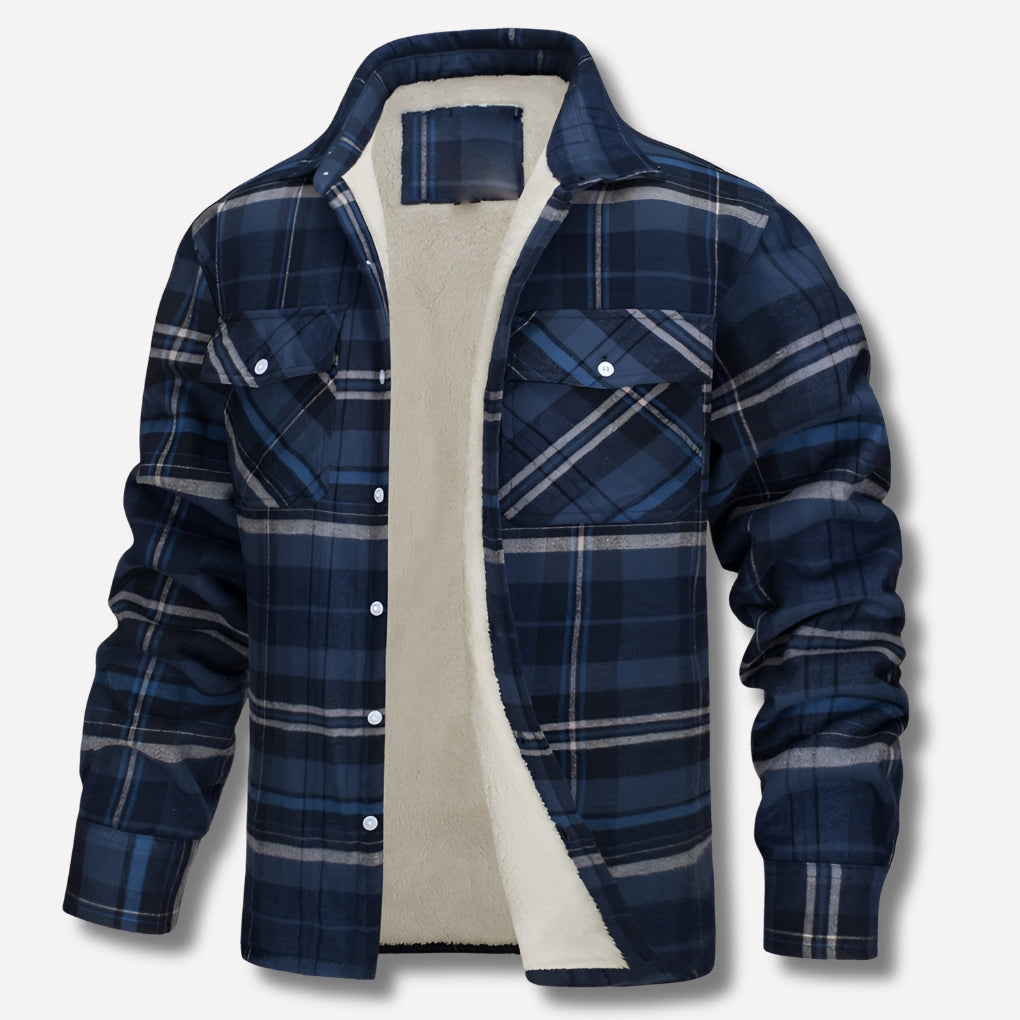 Men's Flannel-Style Lumberjack Shirt Jacket Checked Quilted Lined