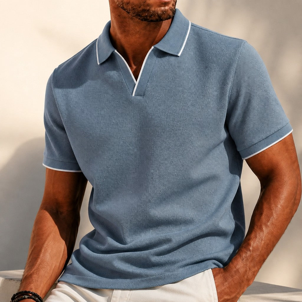 Men's Knit Polo Contrast Collar Short Sleeve Casual Wear