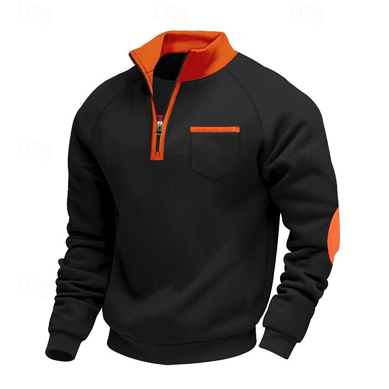 Men's Colour-Block Quarter-Zip Pullover original product view 2