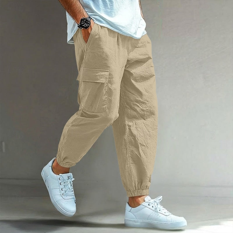 Men's Relaxed Drawstring Cargo Trousers original photo 3