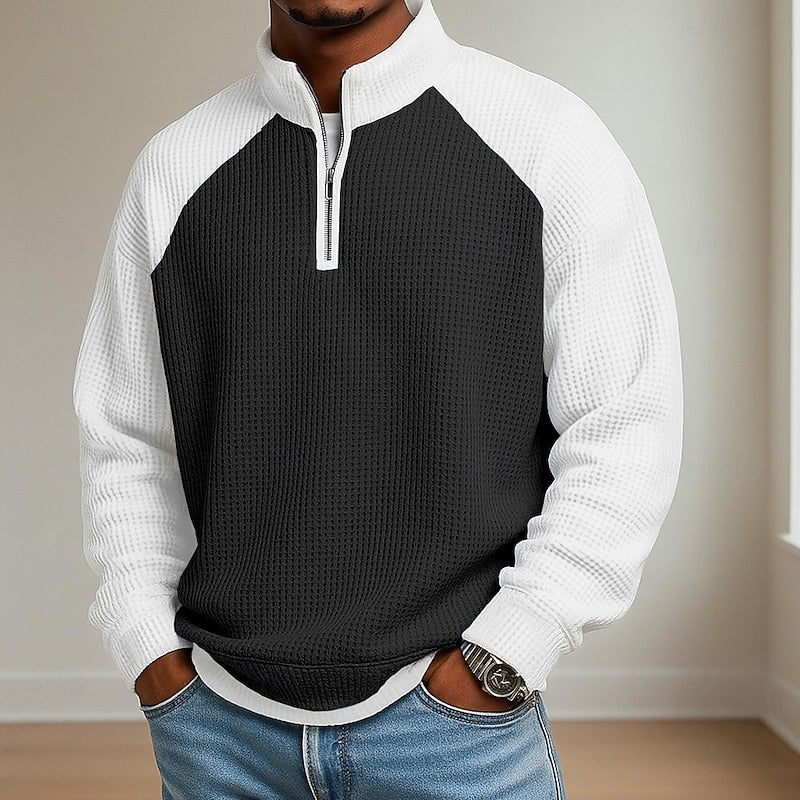 Men's Textured Stand-Collar Quarter-Zip Jumper original product view 4