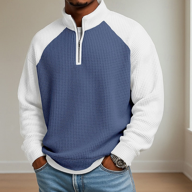 Men's Textured Stand-Collar Quarter-Zip Jumper original product view 5