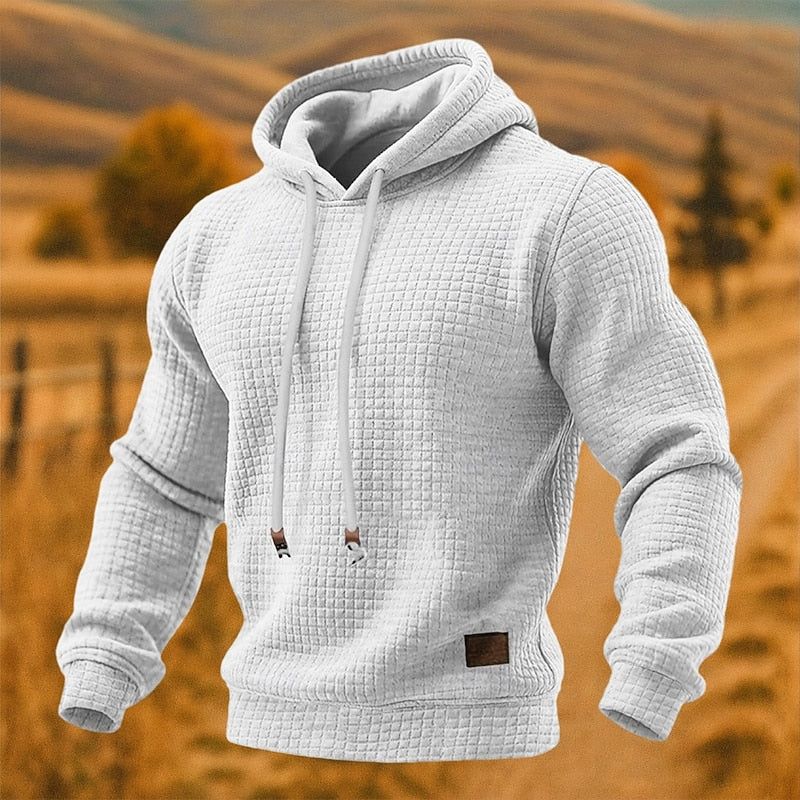 Men's Textured Pullover Drawstring Hoodie original photo 5